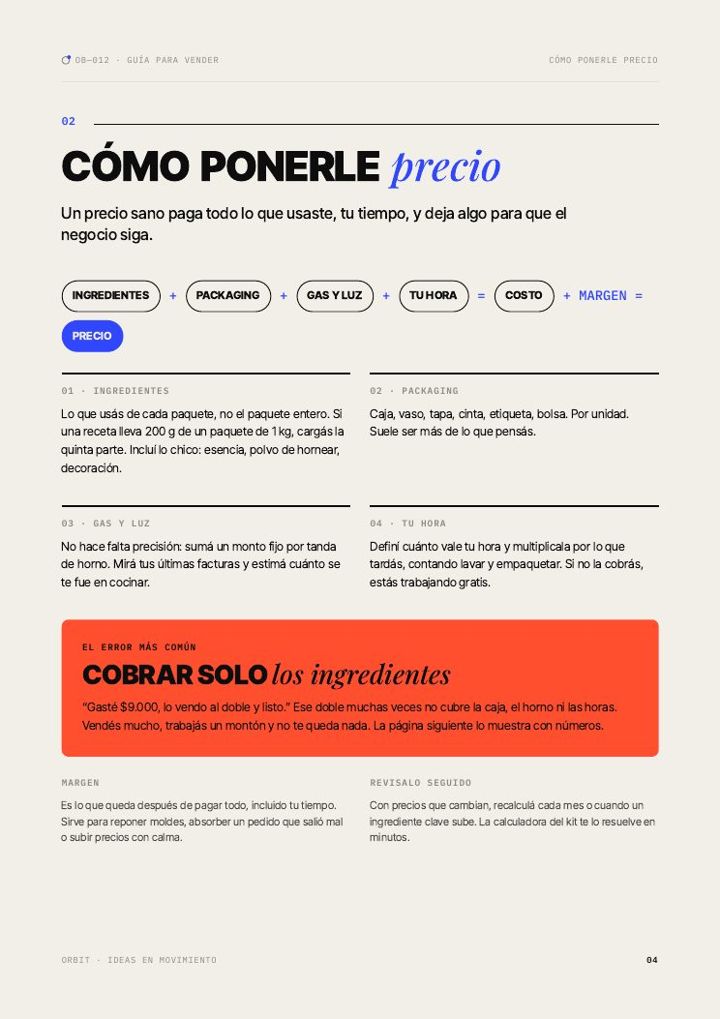 Página de la guía: cómo ponerle precio